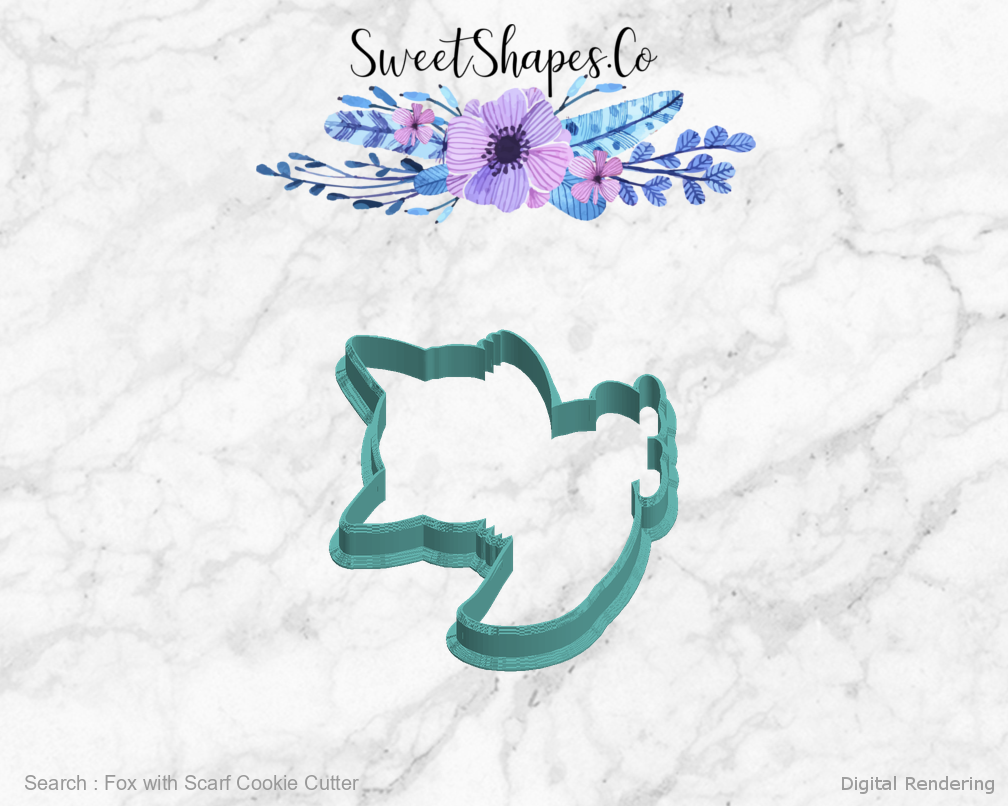 Fox with Scarf Cookie Cutter — left view