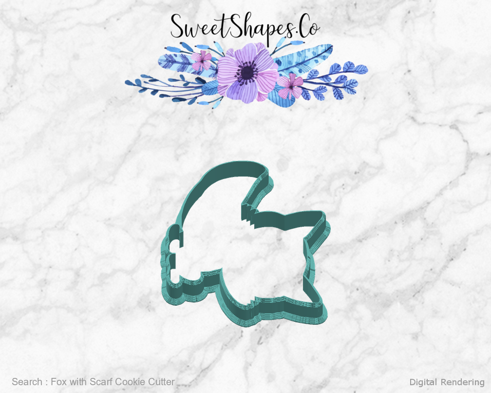 Fox with Scarf Cookie Cutter — right view