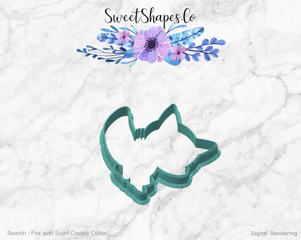 Fox with Scarf Cookie Cutter — angled front view
