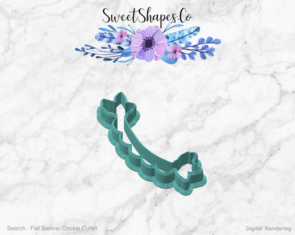 Fall Banner Cookie Cutter — angled front view
