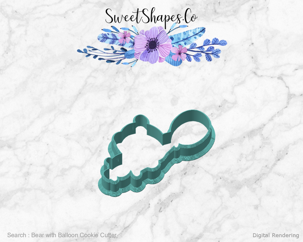 Bear with Balloon Cookie Cutter — angled front view