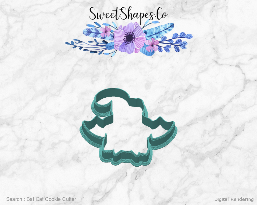 Bat Cat Cookie Cutter — back view