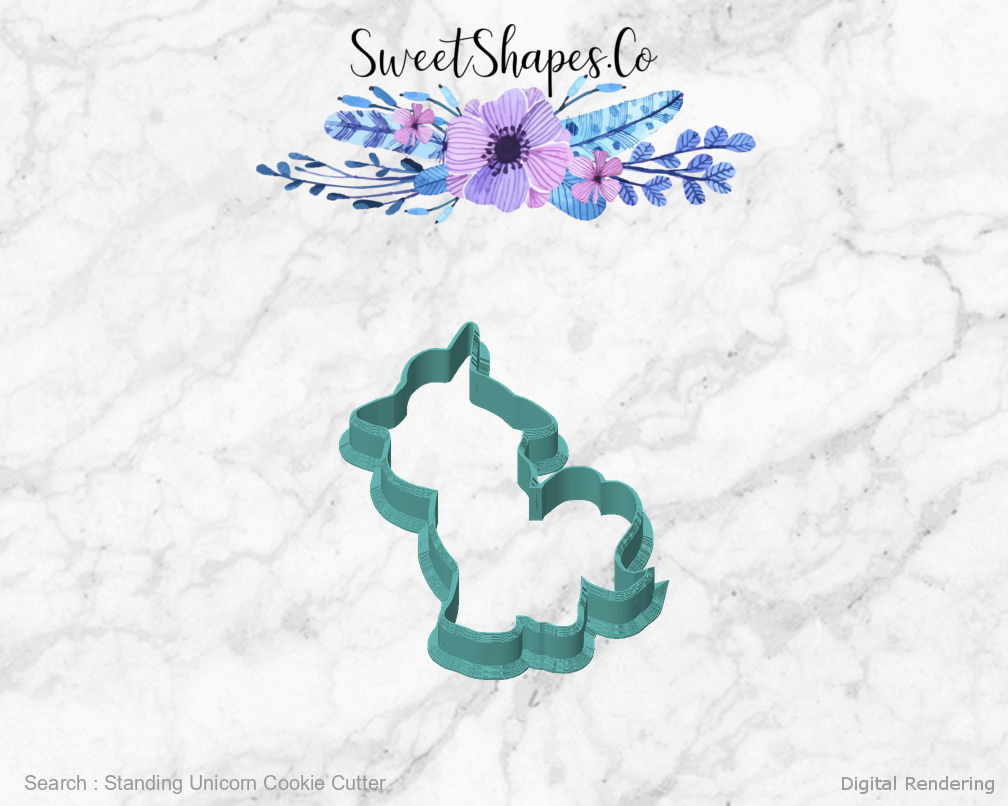 Standing Unicorn Cookie Cutter — front view