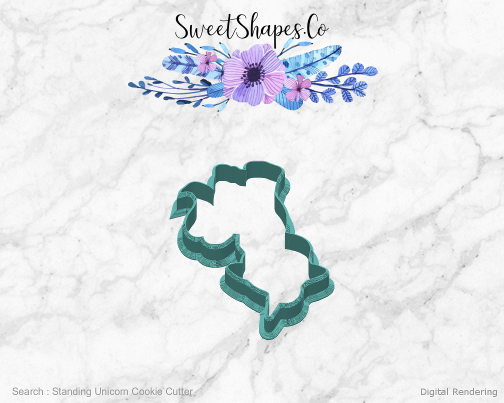Standing Unicorn Cookie Cutter — back view