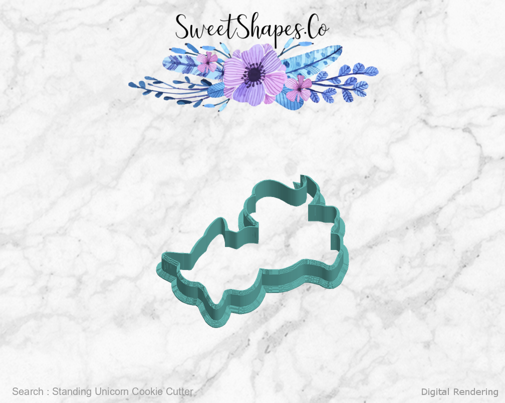 Standing Unicorn Cookie Cutter — left view