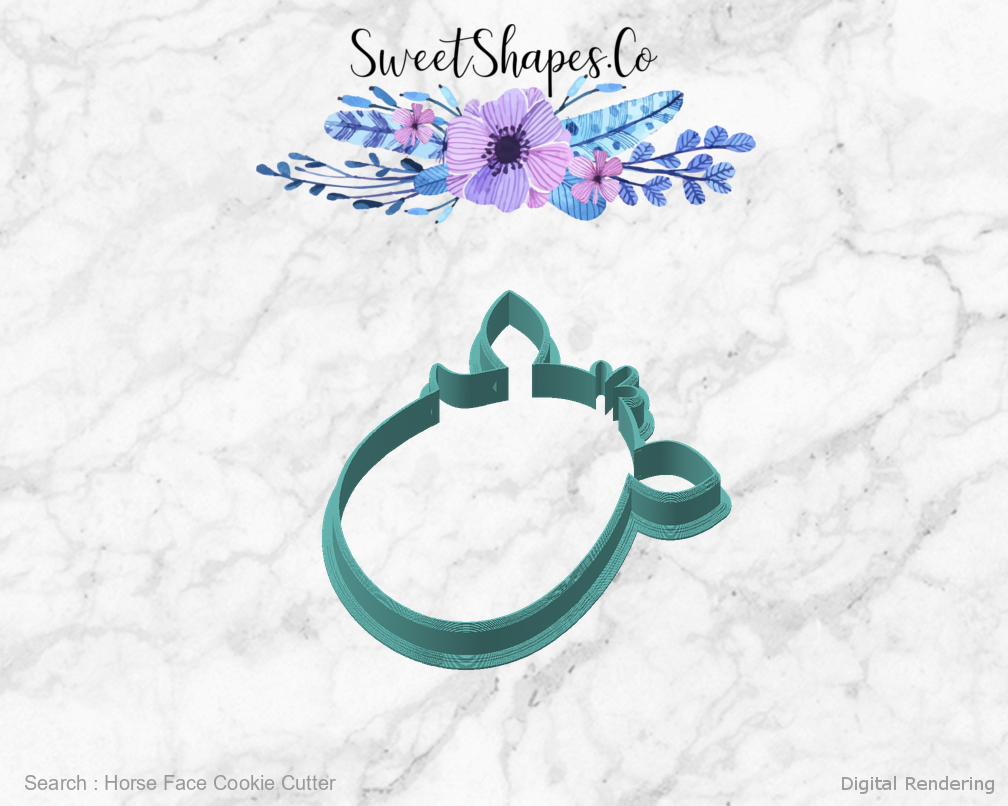 Horse Face Cookie Cutter — angled front view