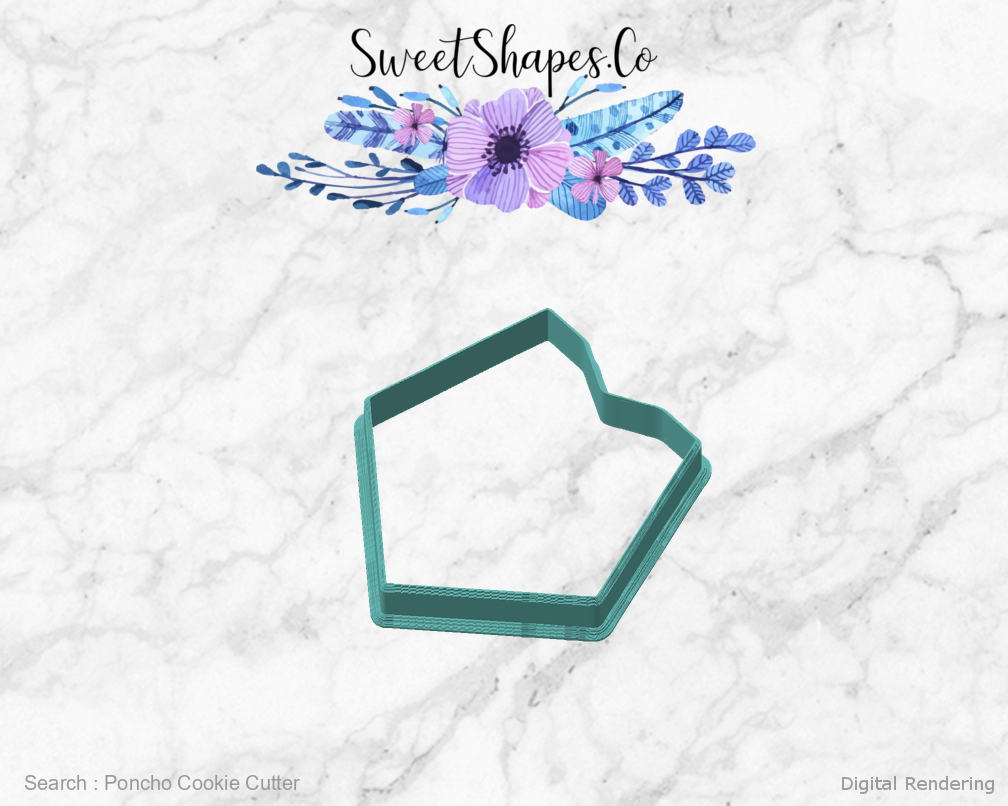 Poncho Cookie Cutter — angled front view