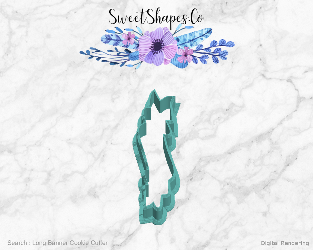 Long Banner Cookie Cutter — left view