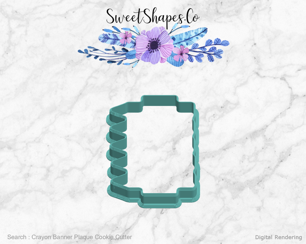 Crayon Banner Plaque Cookie Cutter — left view