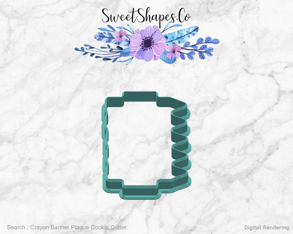 Crayon Banner Plaque Cookie Cutter — right view