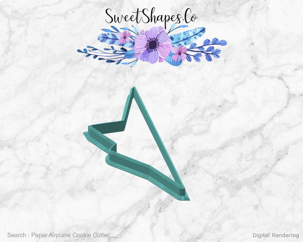 Paper Airplane Cookie Cutter — angled front view