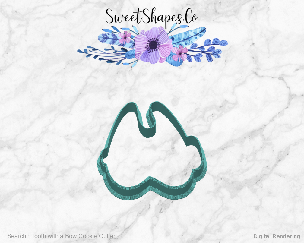 Tooth with a Bow Cookie Cutter — back view