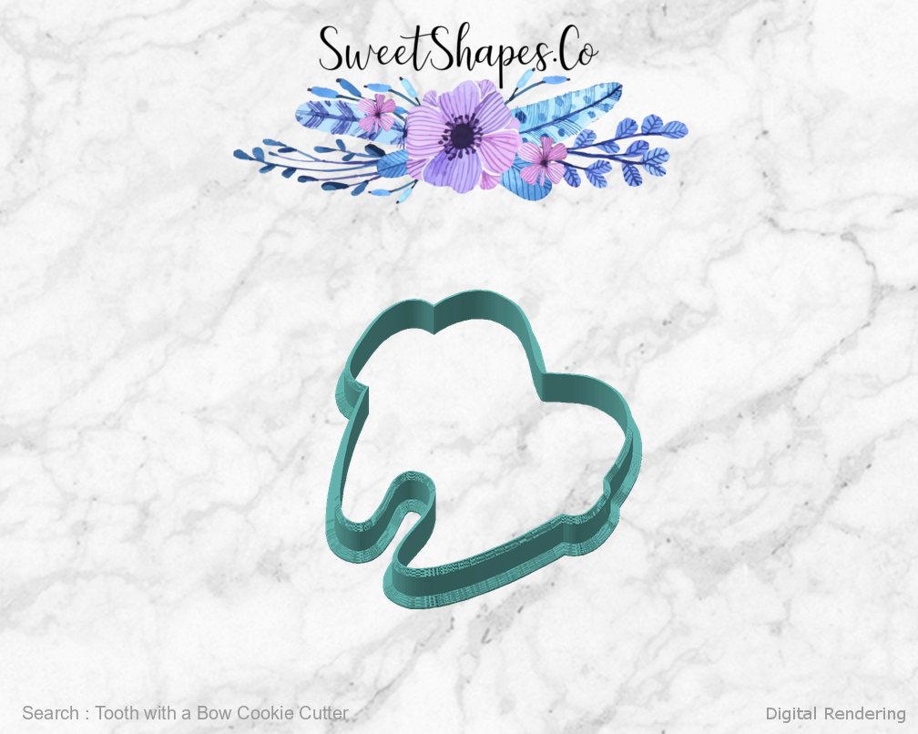 Tooth with a Bow Cookie Cutter — angled front view