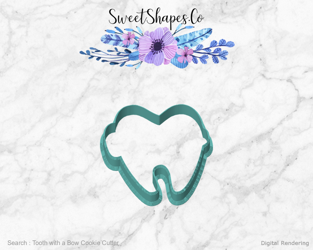 Tooth with a Bow Cookie Cutter — front view