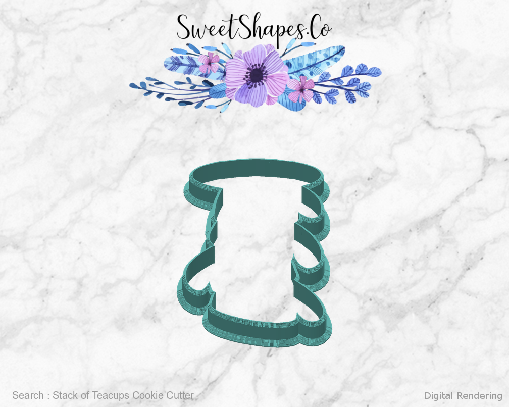 Stack of Teacups Cookie Cutter — back view