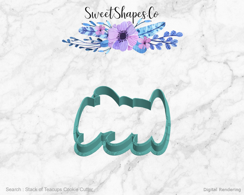 Stack of Teacups Cookie Cutter — left view