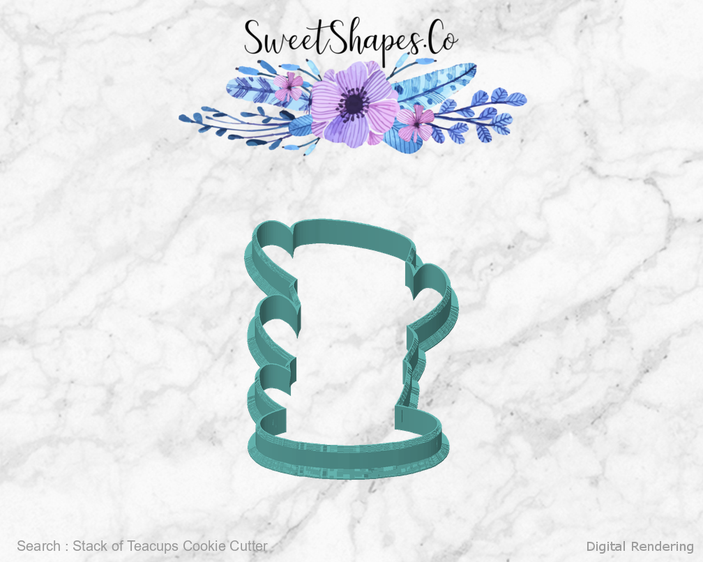 Stack of Teacups Cookie Cutter — front view