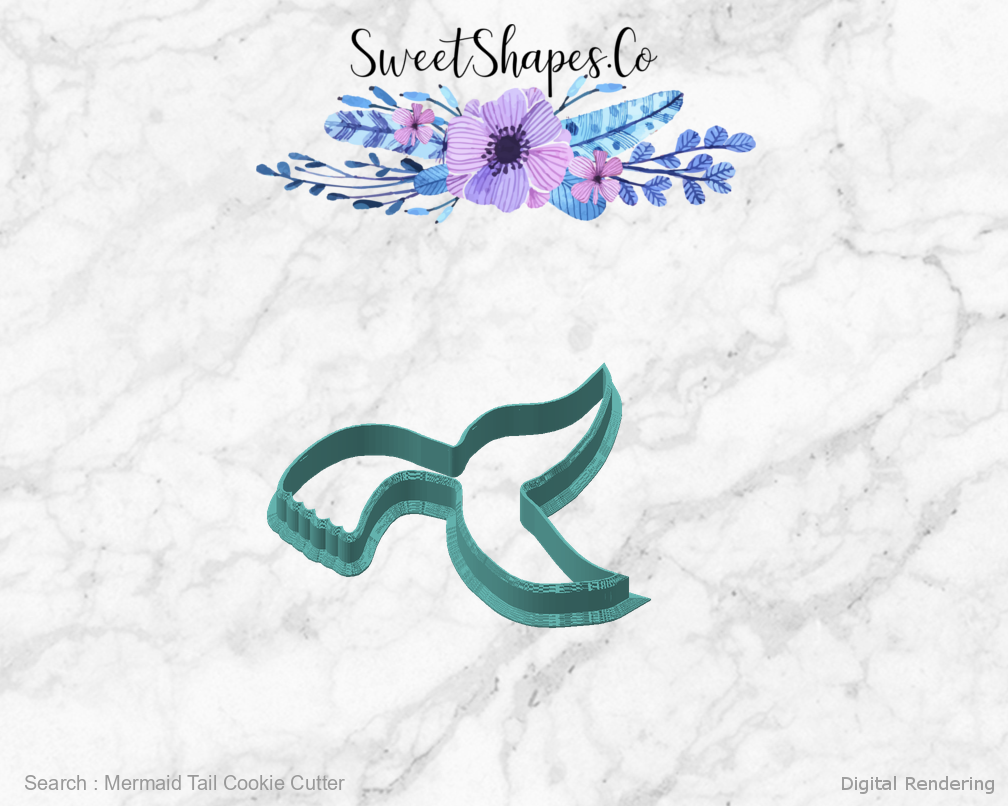 Mermaid Tail Cookie Cutter — angled front view