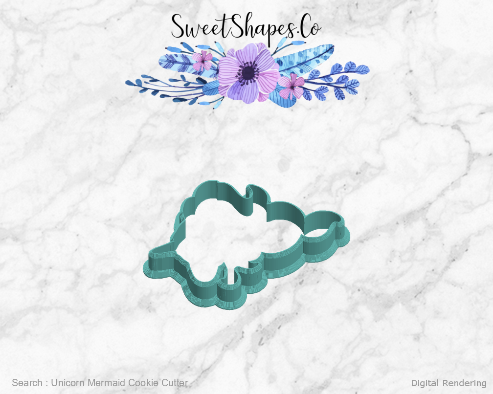Unicorn Mermaid Cookie Cutter — left view
