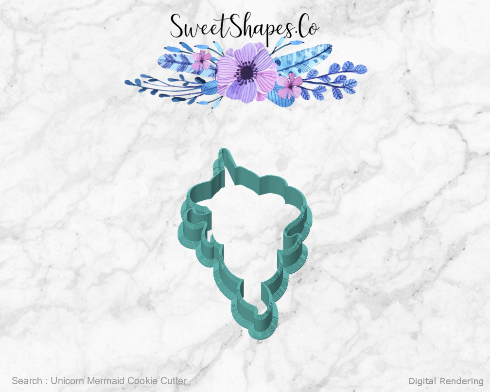 Unicorn Mermaid Cookie Cutter — front view