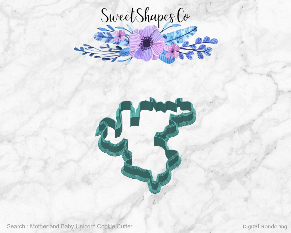 Mother and Baby Unicorn Cookie Cutter — back view