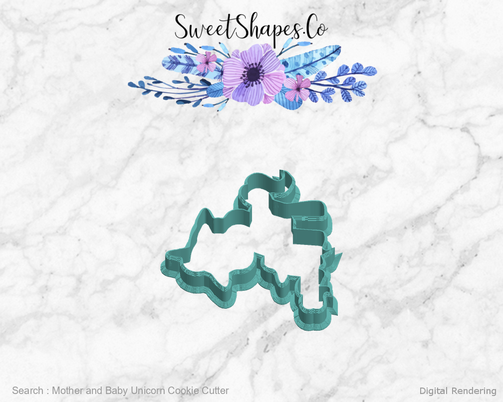 Mother and Baby Unicorn Cookie Cutter — left view