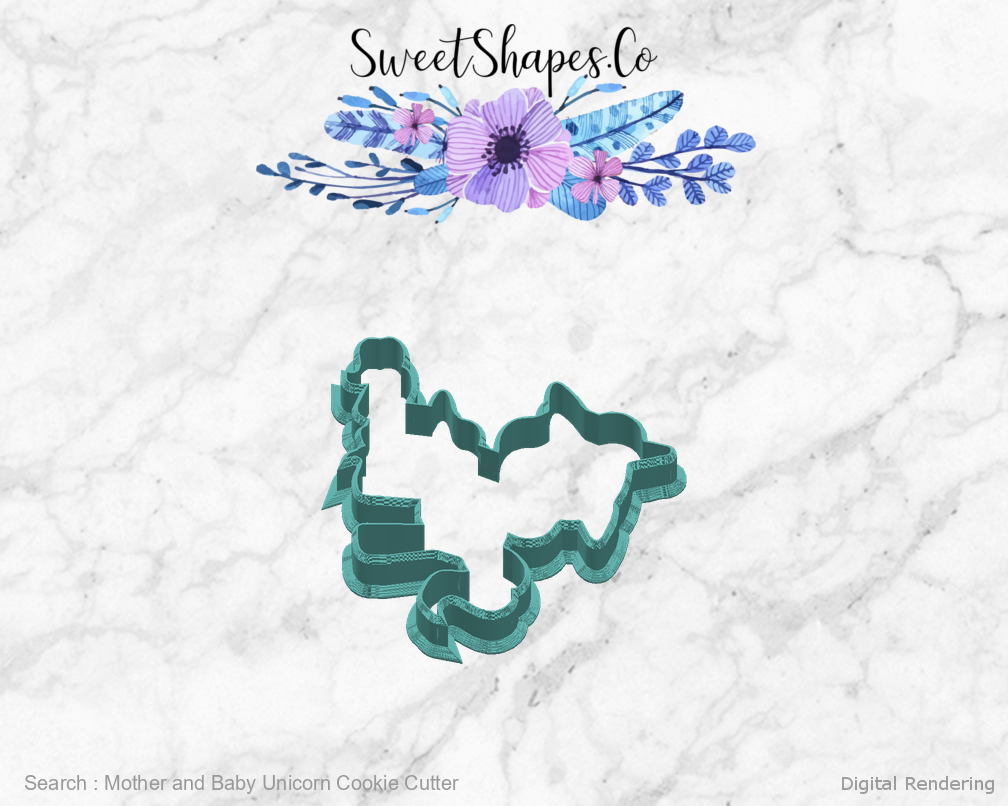 Mother and Baby Unicorn Cookie Cutter — right view