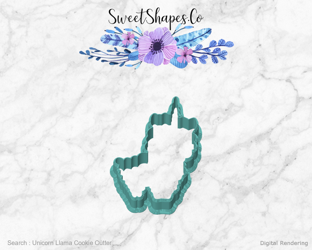 Unicorn Llama Cookie Cutter — front view