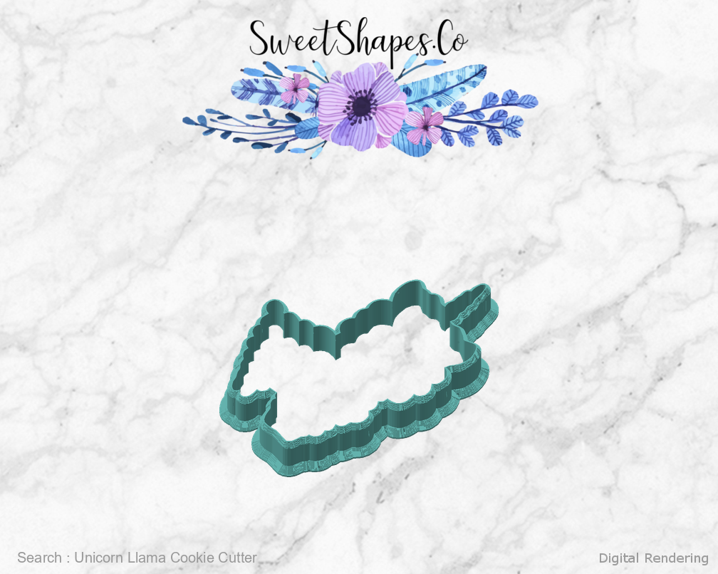 Unicorn Llama Cookie Cutter — angled front view
