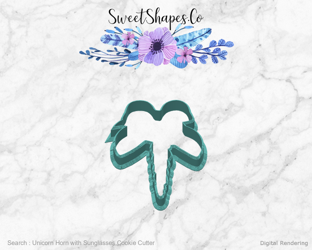 Unicorn Horn with Sunglasses Cookie Cutter — back view