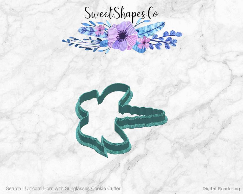 Unicorn Horn with Sunglasses Cookie Cutter — right view