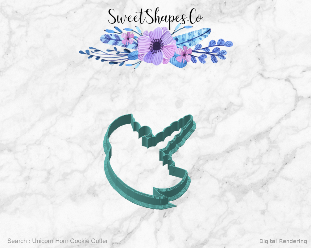 Unicorn Horn Cookie Cutter — angled front view