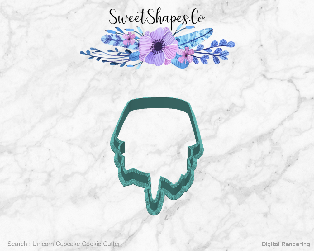 Unicorn Cupcake Cookie Cutter — back view