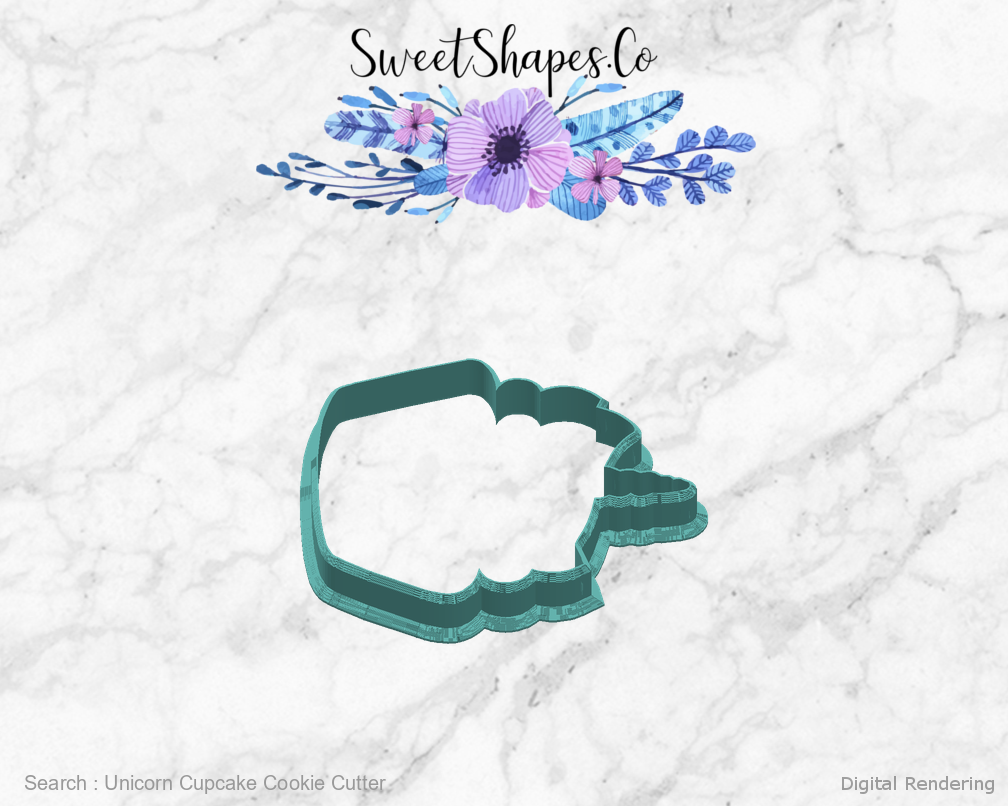 Unicorn Cupcake Cookie Cutter — right view