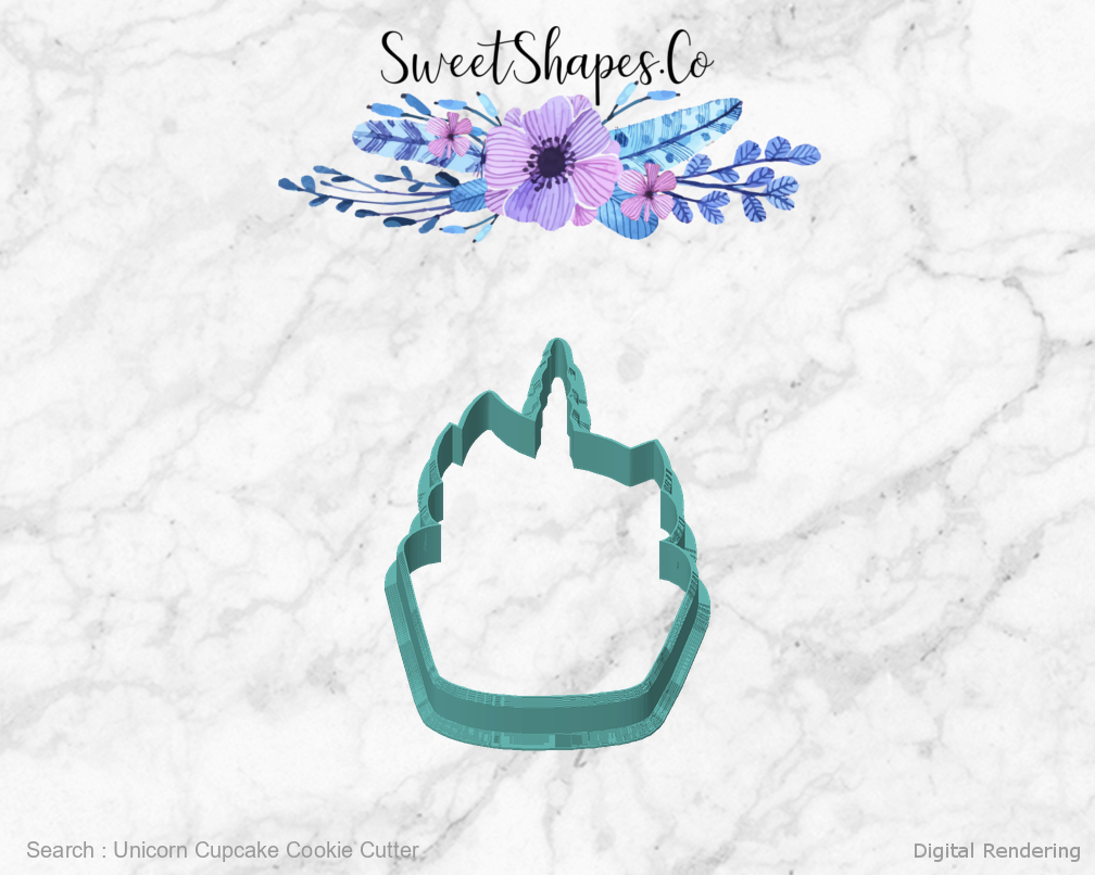 Unicorn Cupcake Cookie Cutter — front view