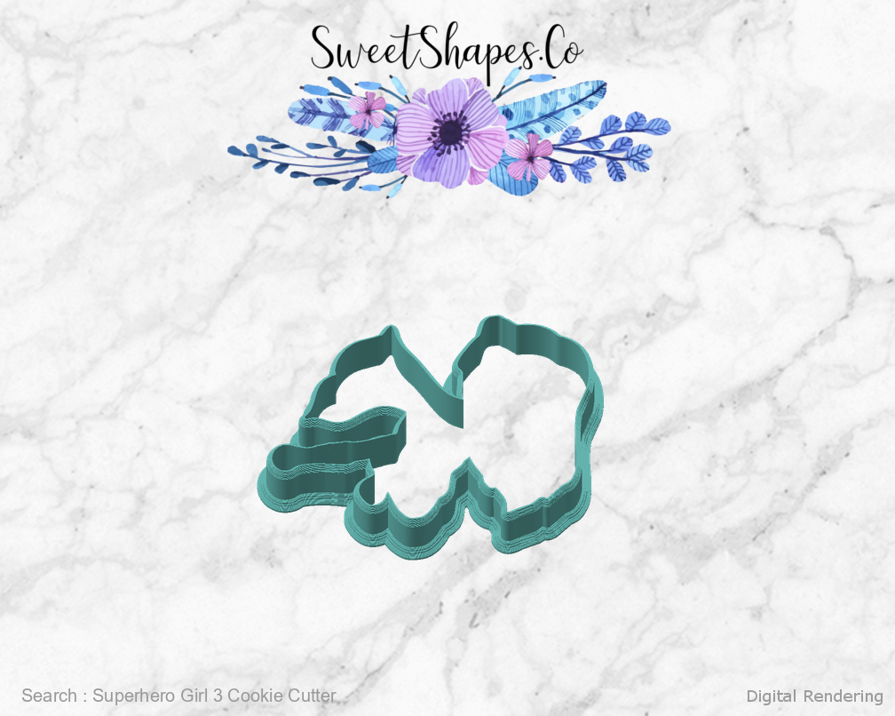 Superhero Girl 3 Cookie Cutter — angled front view
