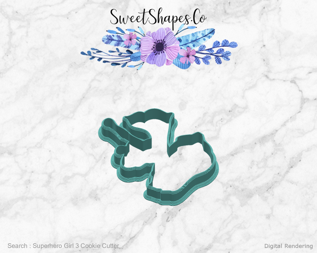 Superhero Girl 3 Cookie Cutter — right view