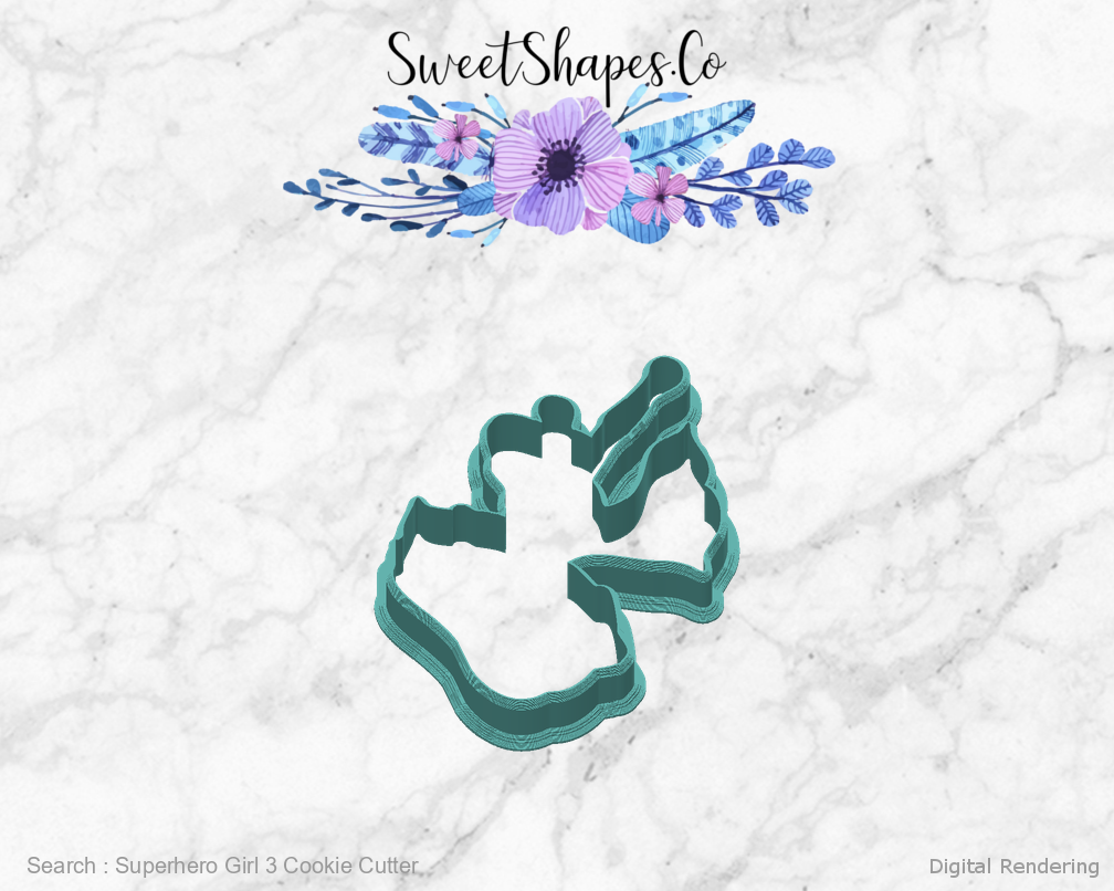 Superhero Girl 3 Cookie Cutter — back view