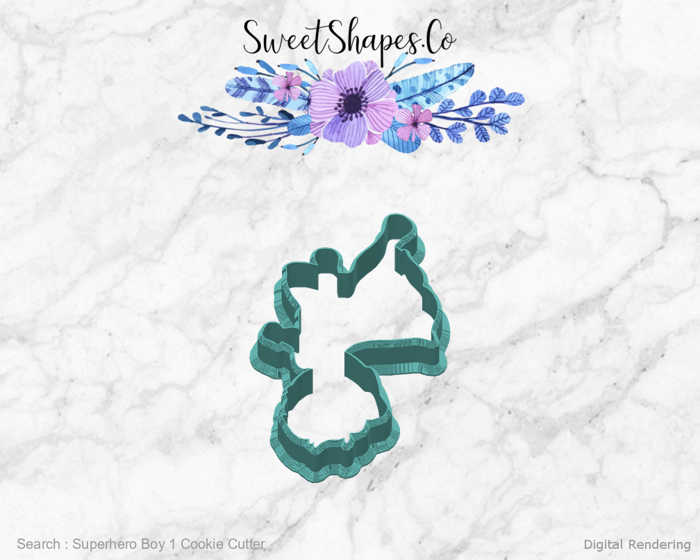 Superhero Boy 1 Cookie Cutter — back view