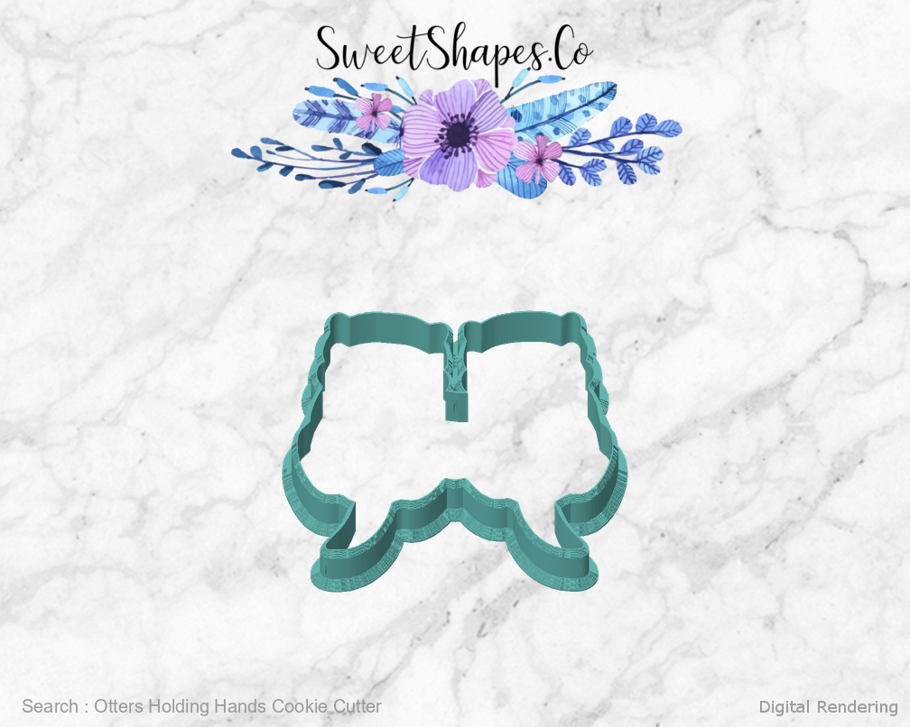 Otters Holding Hands Cookie Cutter — front view