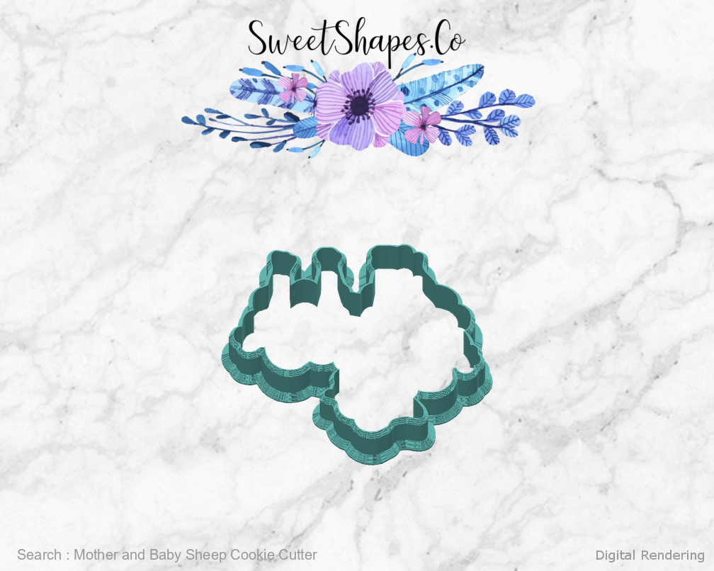 Mother and Baby Sheep Cookie Cutter — back view