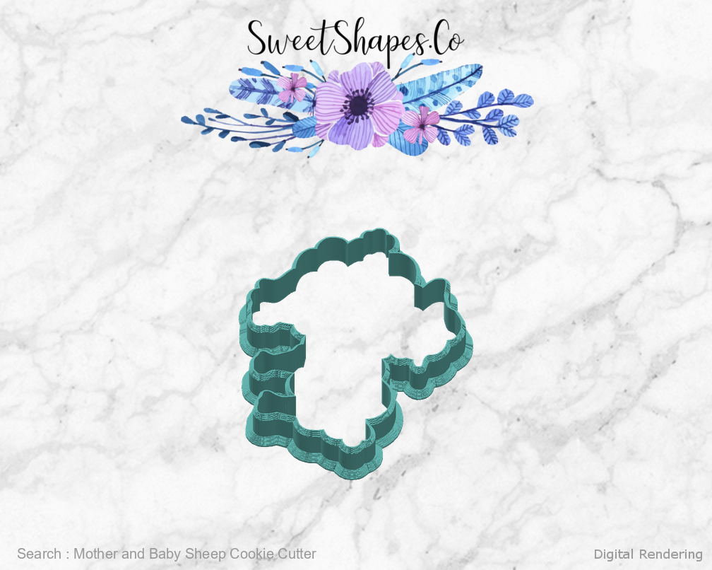 Mother and Baby Sheep Cookie Cutter — right view