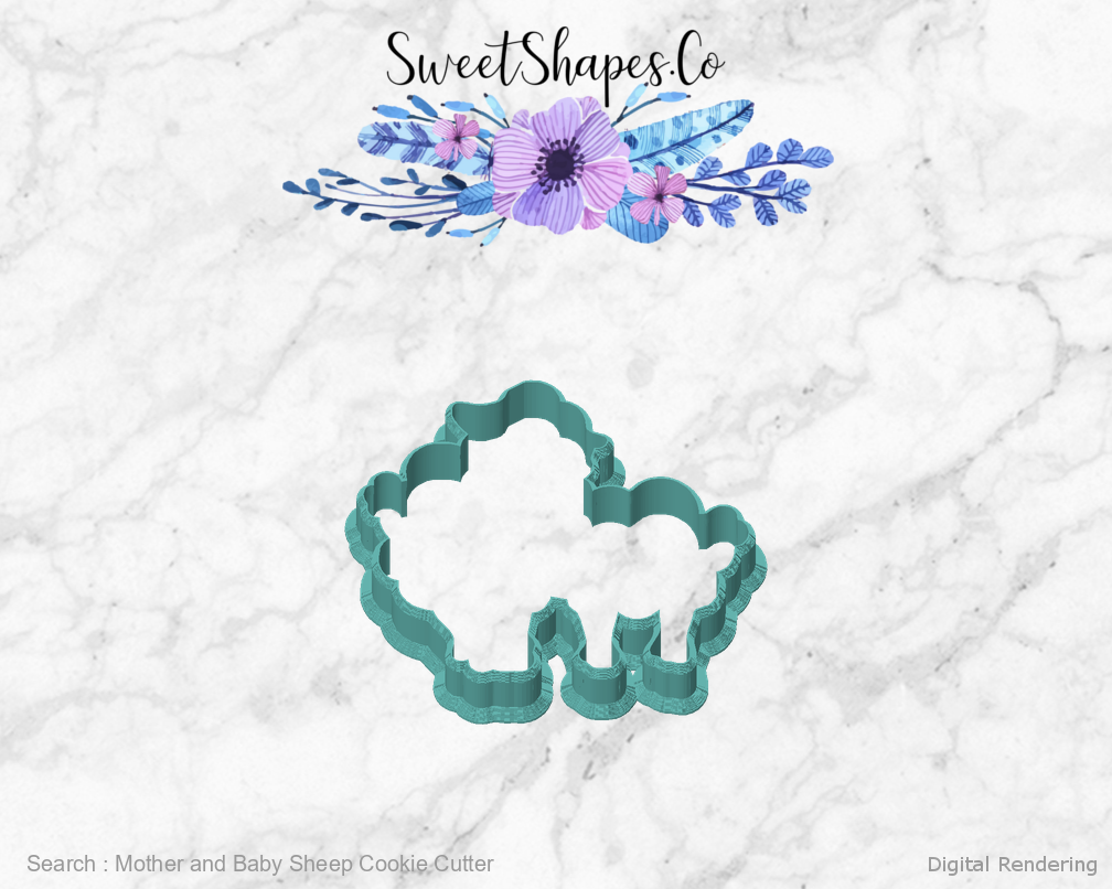 Mother and Baby Sheep Cookie Cutter — front view