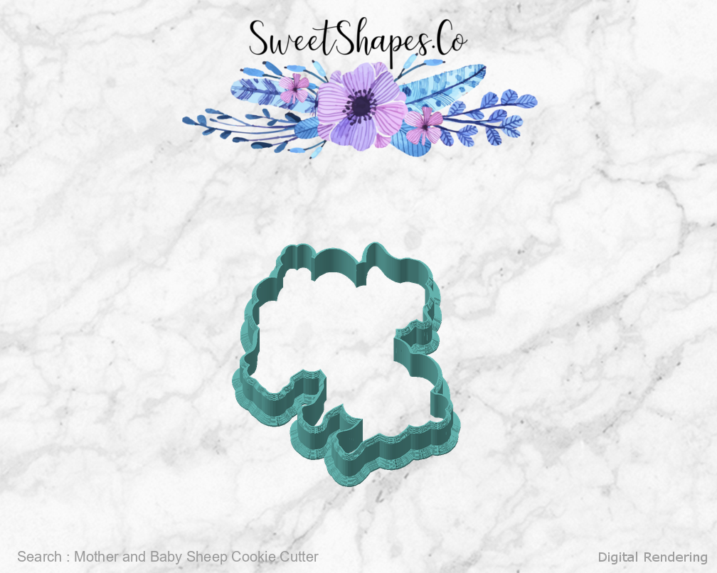 Mother and Baby Sheep Cookie Cutter — angled front view