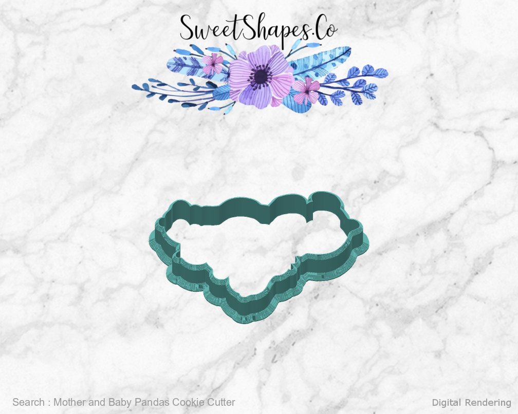 Mother and Baby Pandas Cookie Cutter — back view
