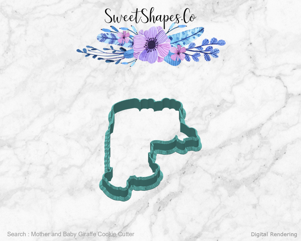 Mother and Baby Giraffe Cookie Cutter — back view
