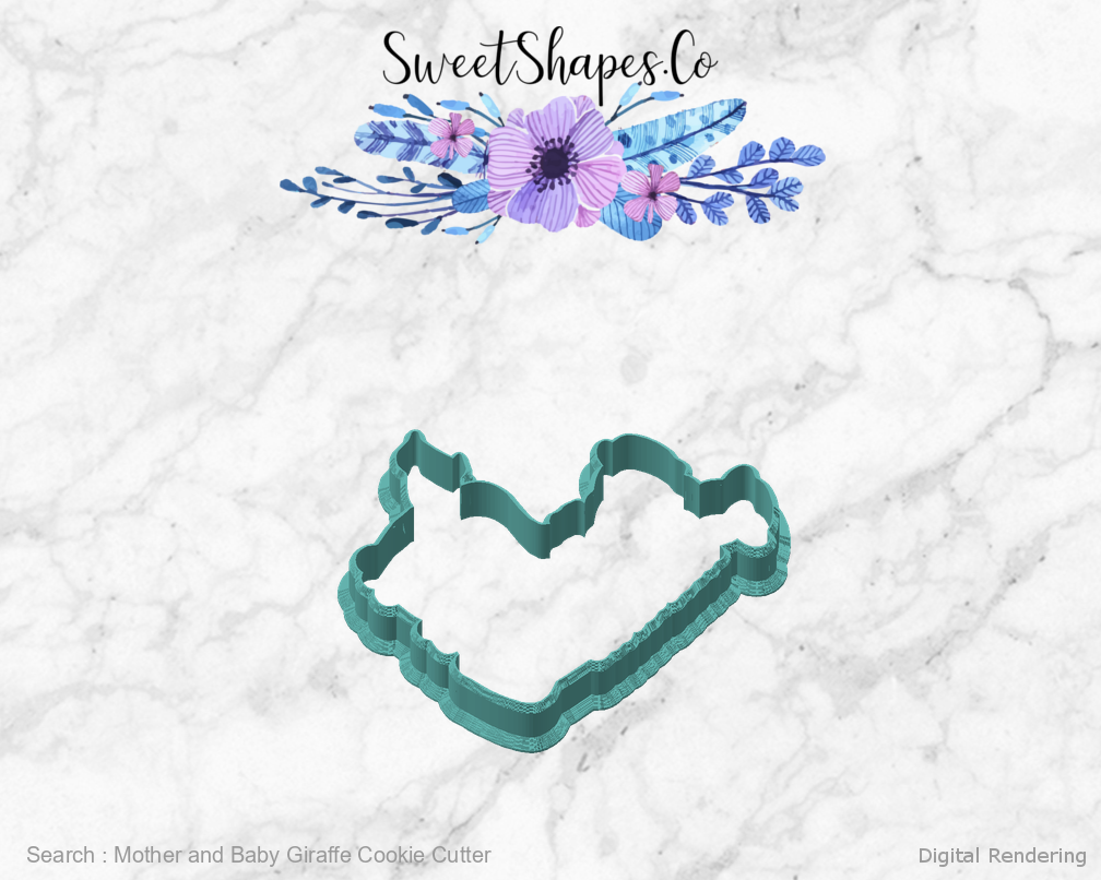 Mother and Baby Giraffe Cookie Cutter — angled front view