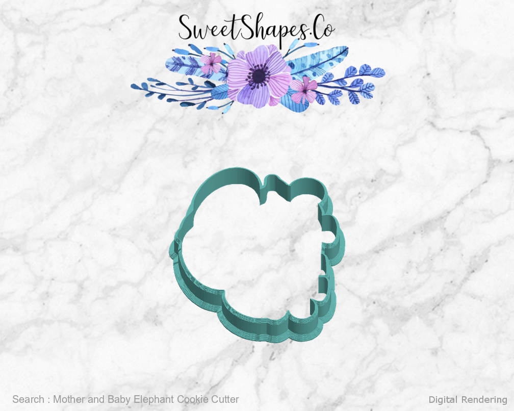 Mother and Baby Elephant Cookie Cutter — left view