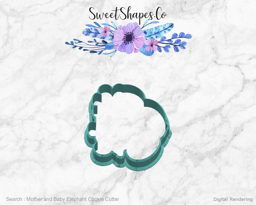 Mother and Baby Elephant Cookie Cutter — right view