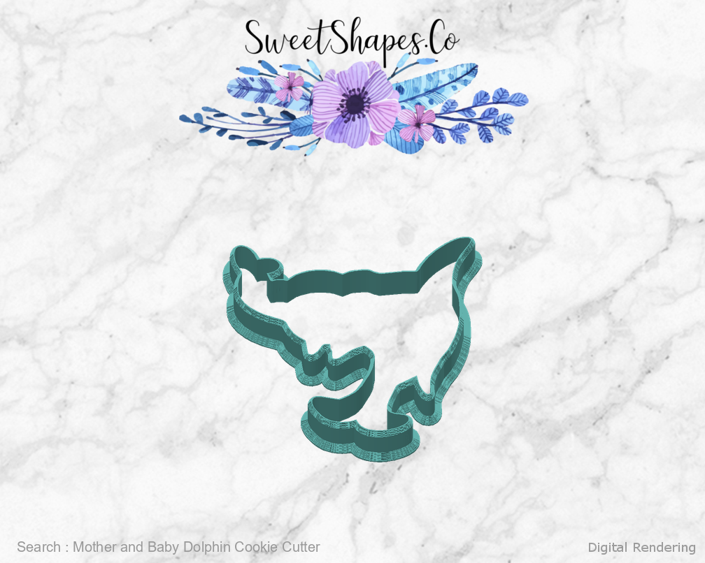 Mother and Baby Dolphin Cookie Cutter — back view